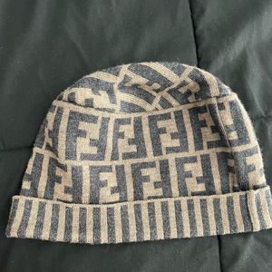 Vintage Wool Fendi Stripe Knit Beanie FF Hat
